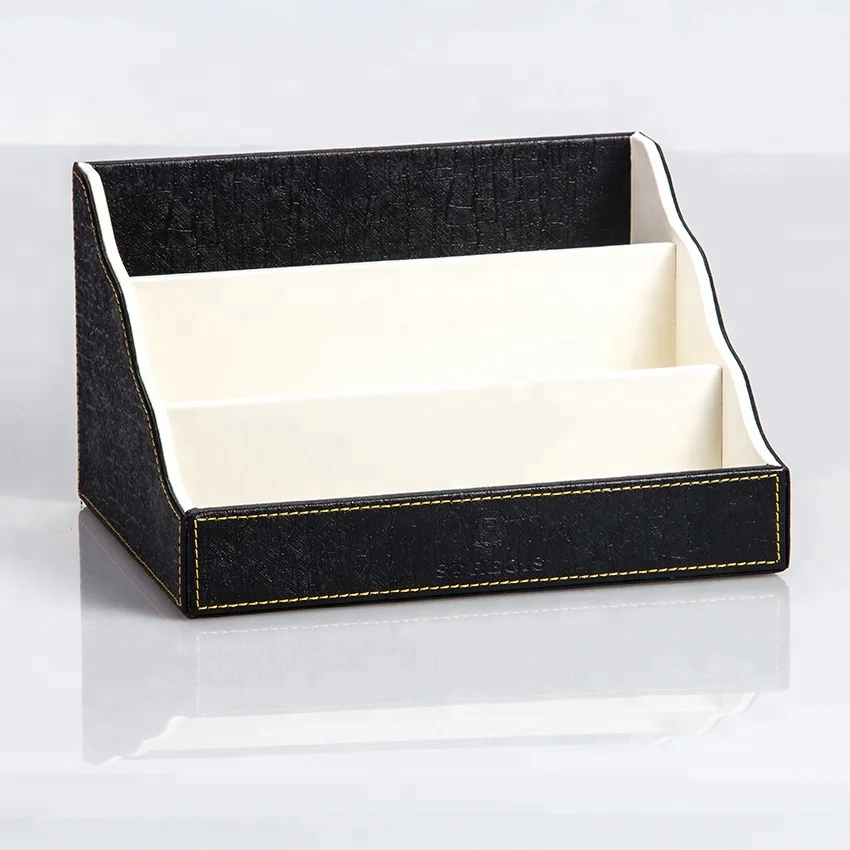 Factory Black Leather Hotel Accessories Desk Set High Quality Business Office Set