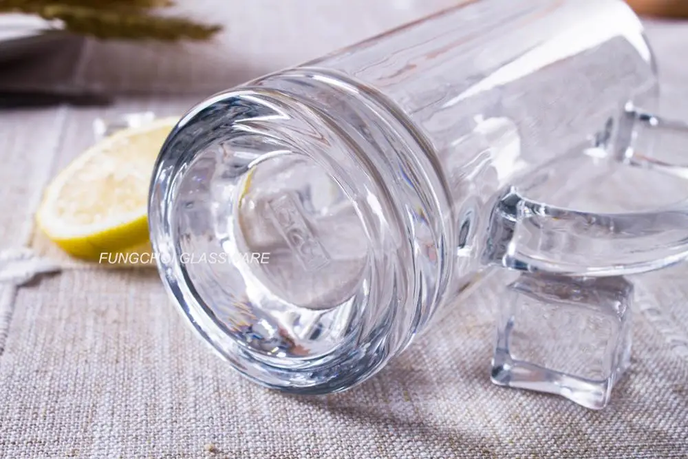 14-15oz Classical clear big glasscup beer glass mug with handle