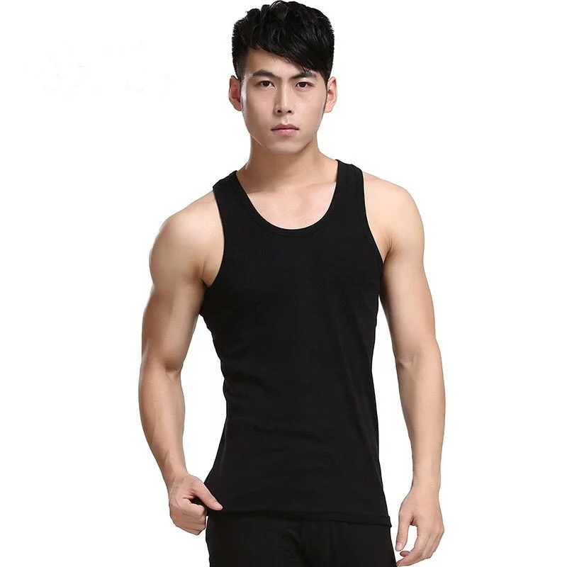 2024 Hot Sale 100% Cotton Breathable Undershirts Vest  Men Plus Size Quick Dry Vest Underwear
