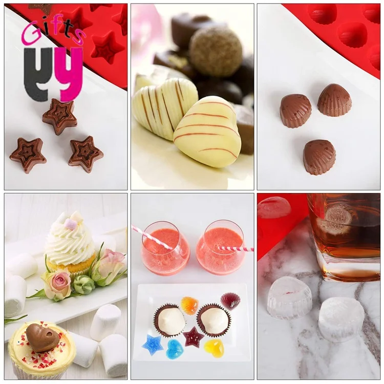 BPA free chocolate Jelly bean star shell heart molds silicone 3d silicone mold