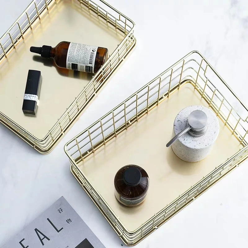 Manufacturers Customized Household Storage Rose Gold Wire Organizer Basket Wire Storage Basket