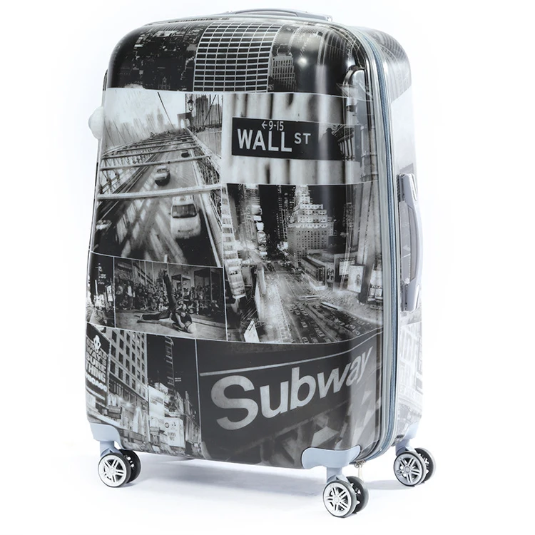 Фабрика OEM и ODM принт 20 24 28 дюймов чемодан 4 Спиннер 360 градусов колеса жесткий 3 предмета в комплекте из АБС-пластика багажных чемоданов на колесиках PC