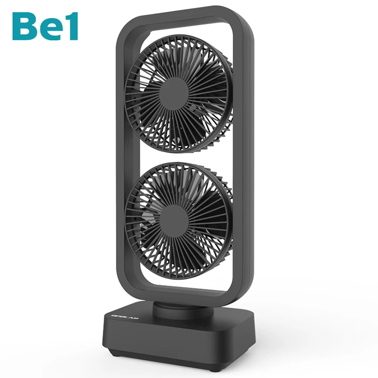 Be1 Windhole-2 Portable Double Blades Auto Shake Battery Operated Clip Fan Usb Rechargeable Camping Fans