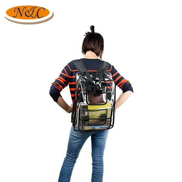 Wholesale price custom logo durable transparent PVC backpack school