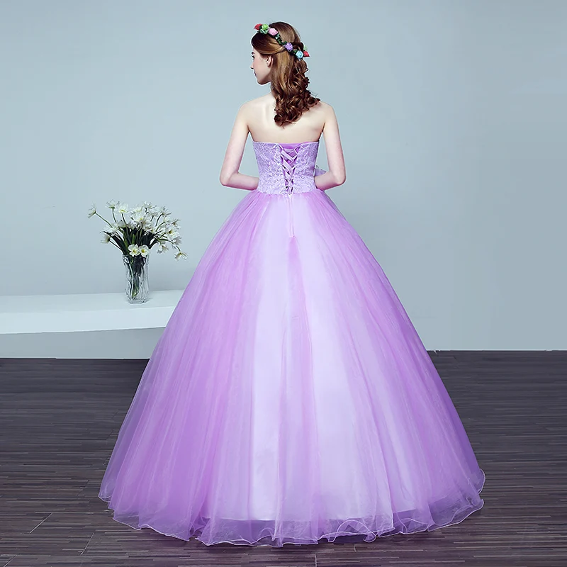 2018 New Korean Style Beaded Flower Purple Colored wedding dress Light blue Princess Wedding Gowns
