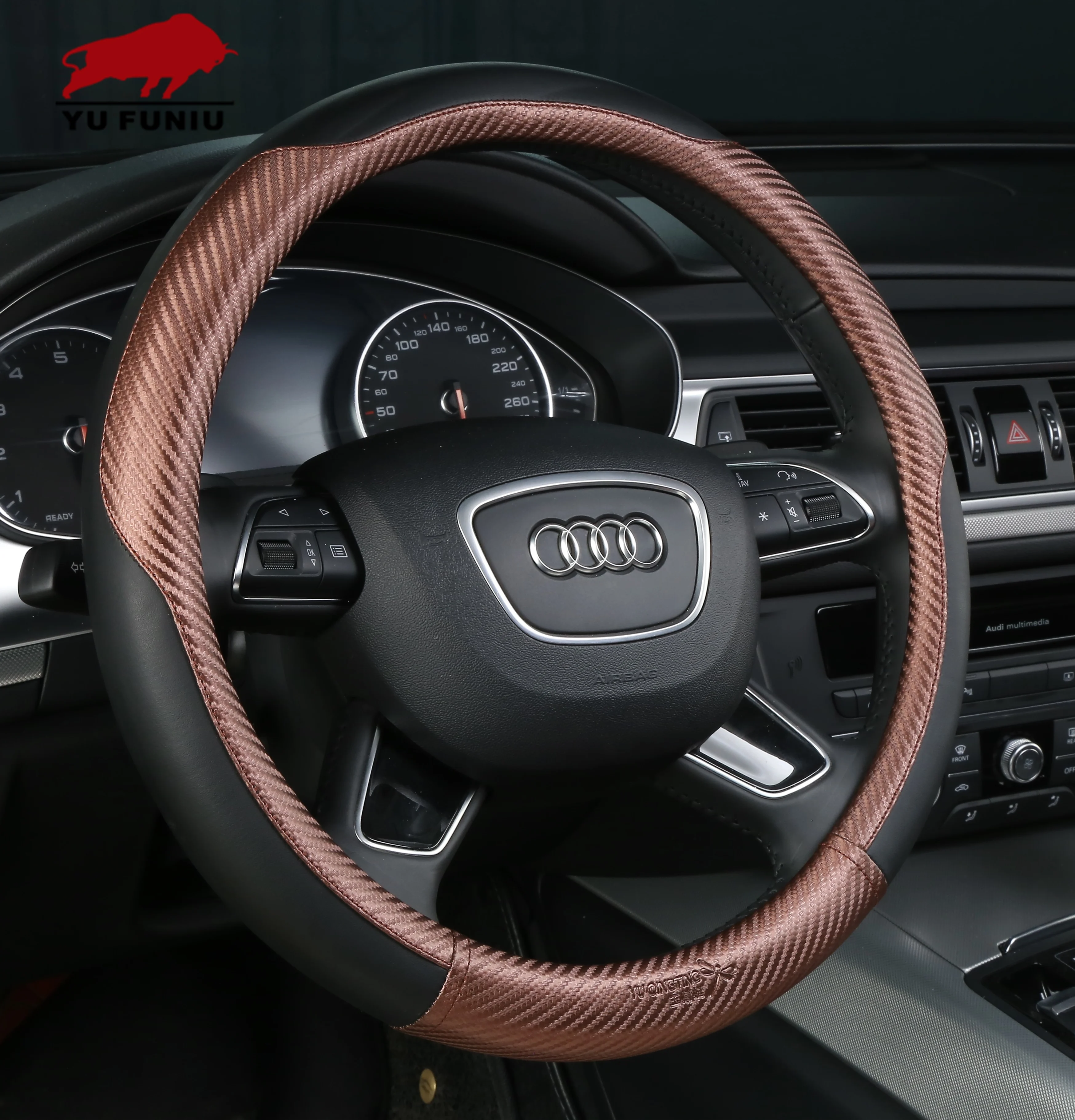 
Wholesale interior accessories universal carbon fiber car steering wheel cover 