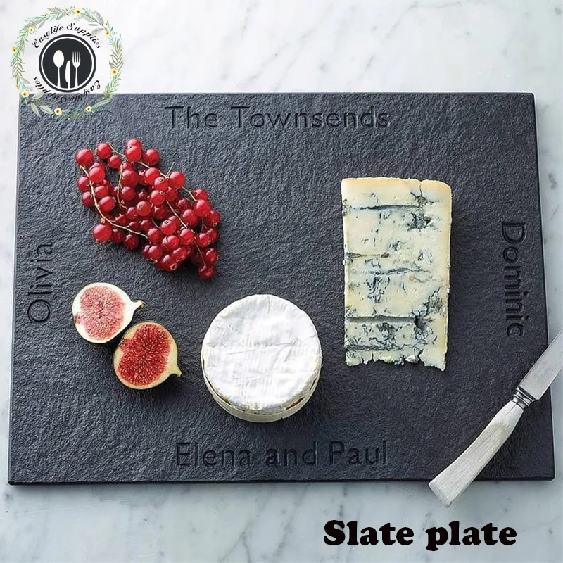 high quality rectangle black slate plate for food
