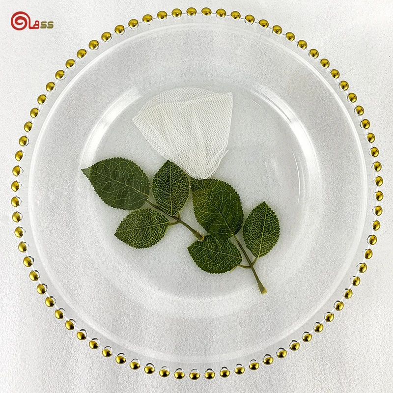Charger Plates Dinnerware Set Fruit Service Plate Gold Rim Glass for Wedding Banquet Camping Minimalist Transparent Plate Dish