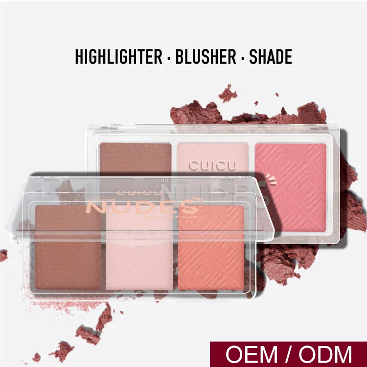 Лицо Макияж Палитра матовый 3 цвет румян щеки пудра бронзатор контур порошок пудра