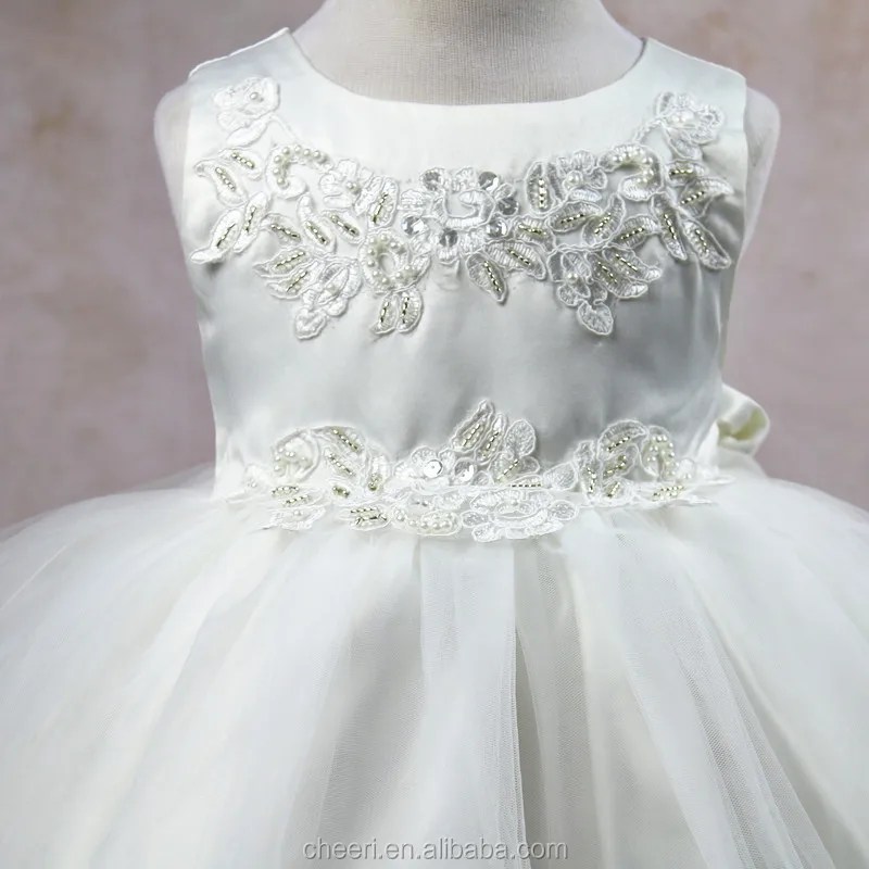hot high quality beautiful white birthday party dress for infant fashion children frocks designs 2017