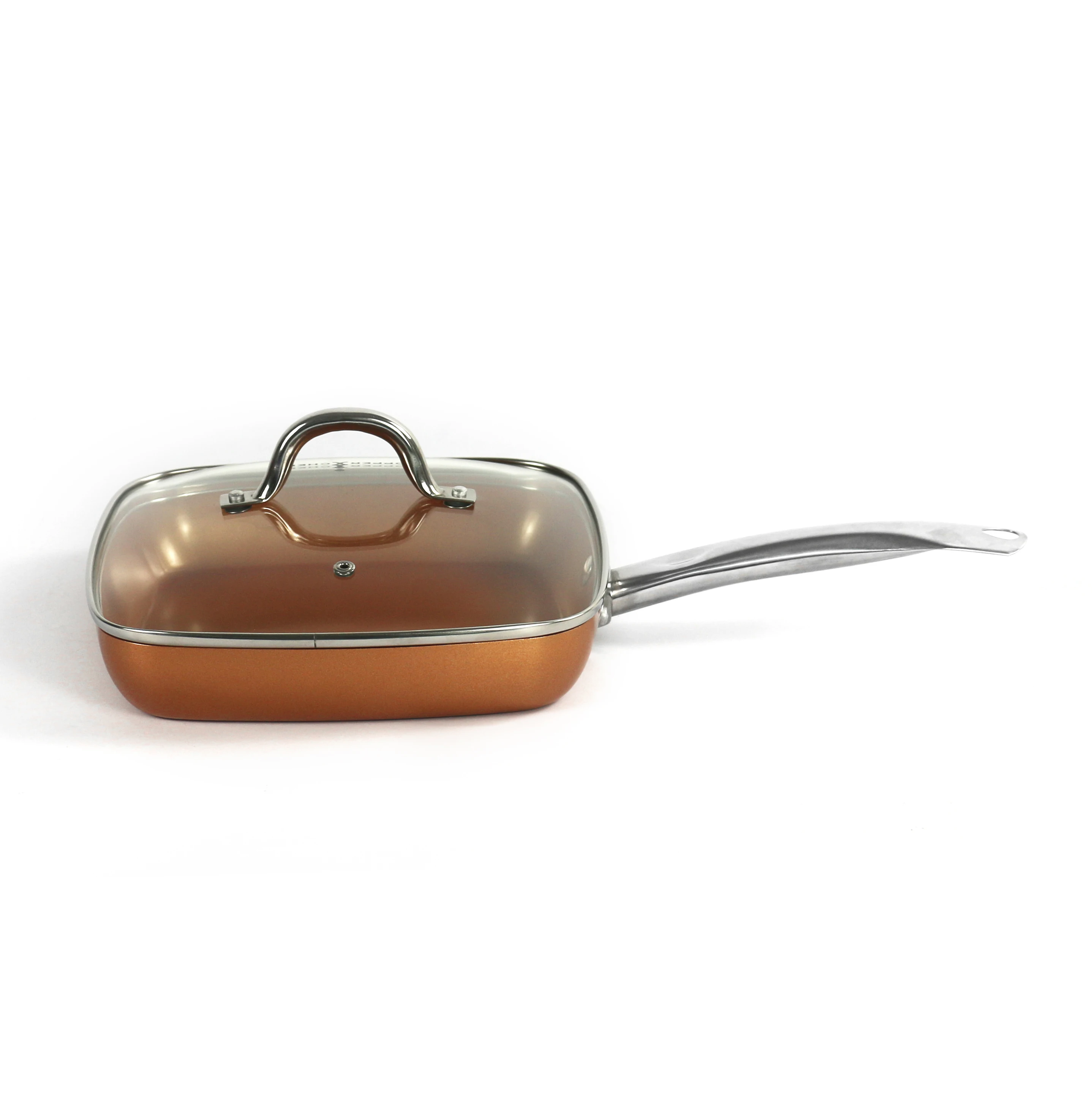 
COPPER SQUARE PAN non-stick pressed aluminum cookware 