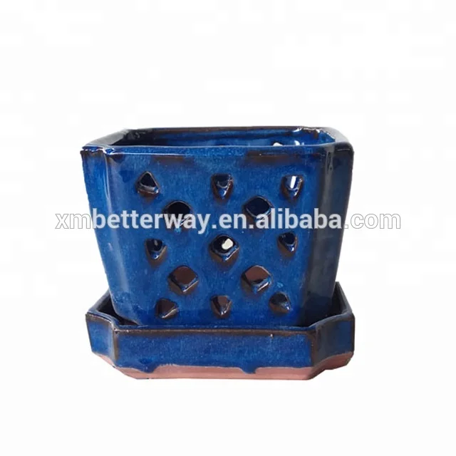 
square ceramic butterfly orchid pot saucer 