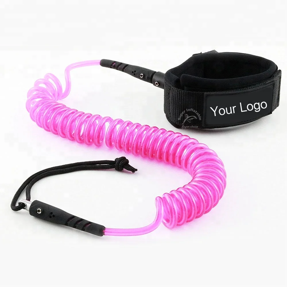 Heavy Duty Leg Ropes 10 Foot Coiled SUP Board Leash with Double Stainless Swivels