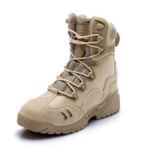 Leather Combat Boots With Zipper