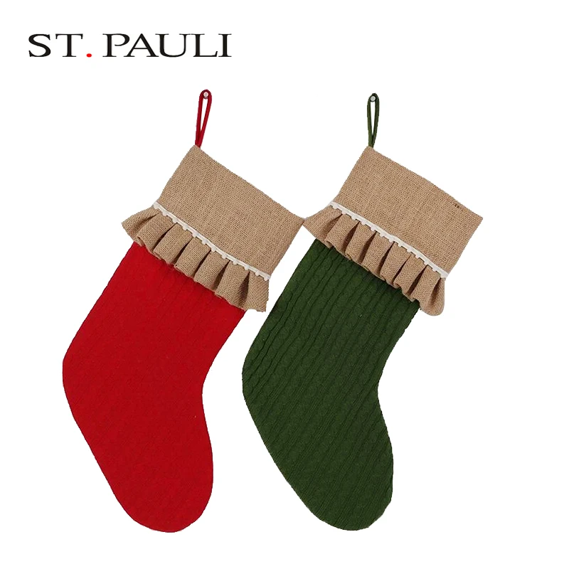 new item indoor hanging decoration burlap wool blank christmas stockings for custom