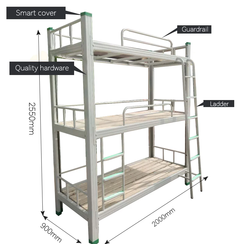 
School 3 Tier Three Sleeper Metal Bunk For Adults Triple Beds Steel Beds 