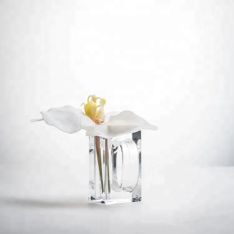 Home Decor Plain Square Clear Acrylic Napkin Ring with Bud Vase