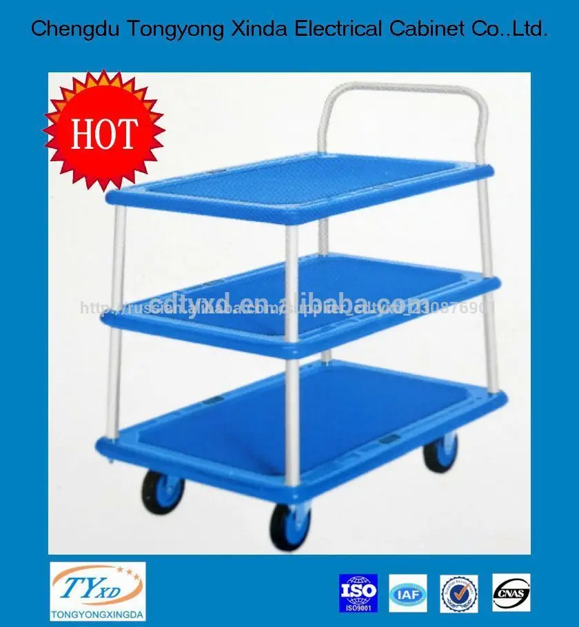 2014 профессиональные oem пользовательских 300kg платформа тележки с тремя слоями и ручки