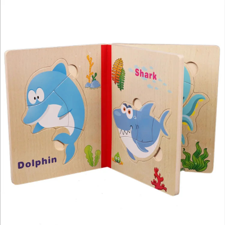 Montessori intelligence puzzle handmade wooden puzzle book