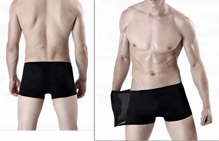 Man seamless boxer nylon and spandex underwear for male solid color