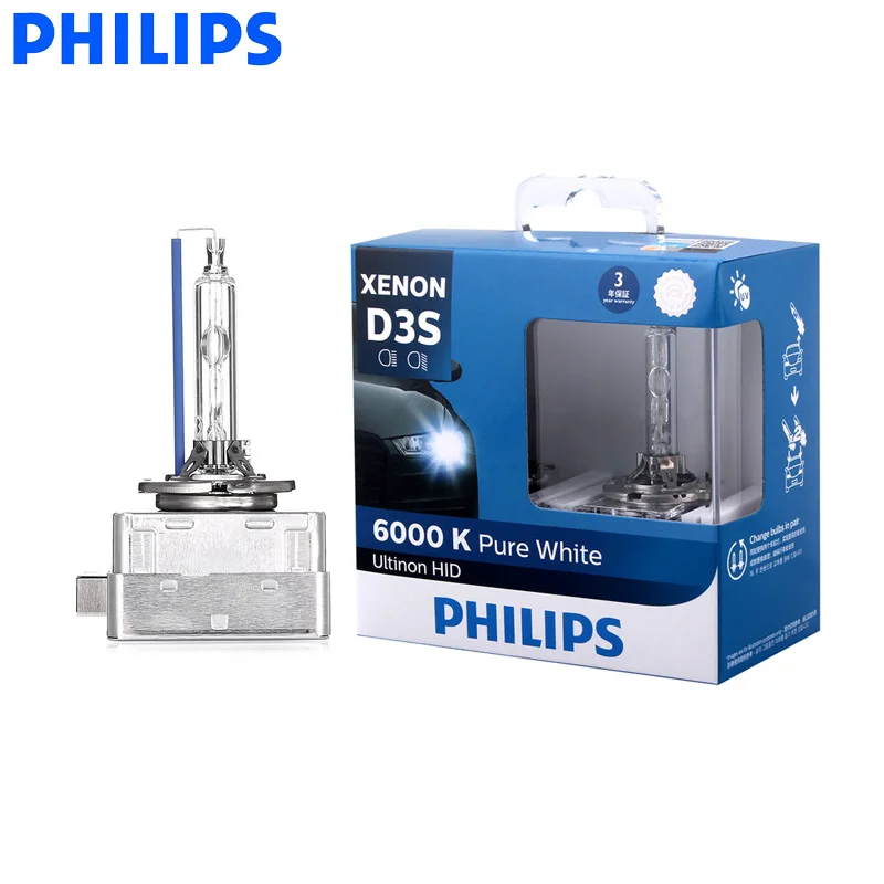Philips Ultinon HID Series D1S D2S D2R D3S D4S 6000K Cool Blue Xenon White Light Car Upgrade Headlight Bulbs Flash Quick Start