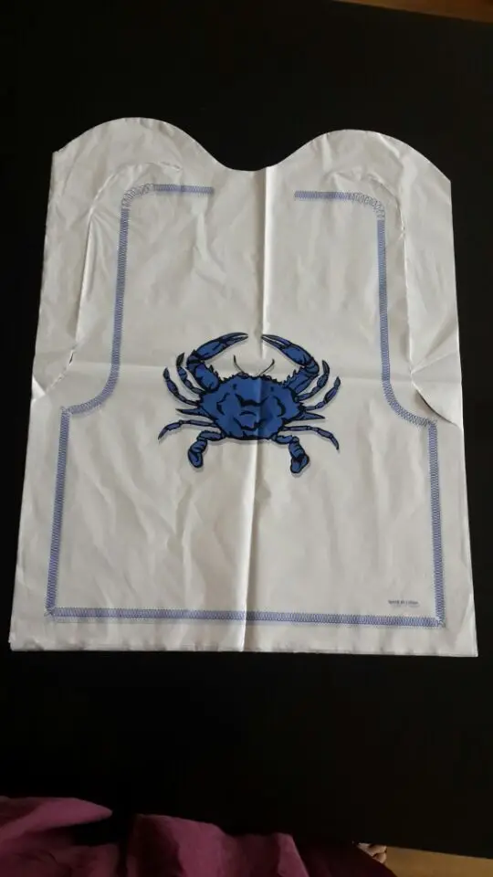 Disposable plastic lobster bibs with pocket