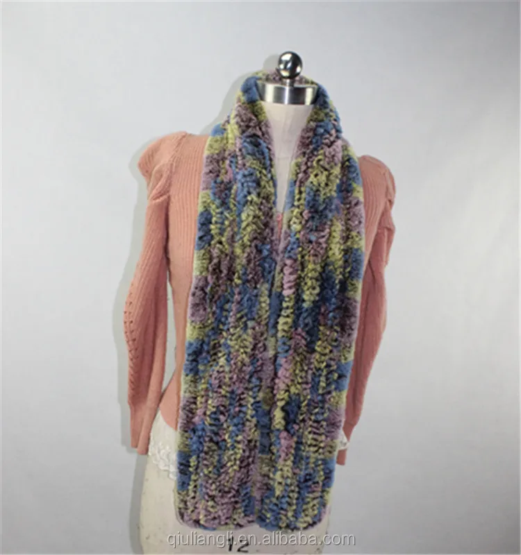 Оптовые продажи, Дамская длинная стильная шарф из настоящей шерсти кролика, декоративного кролика глушитель из натуральной меховой шарф