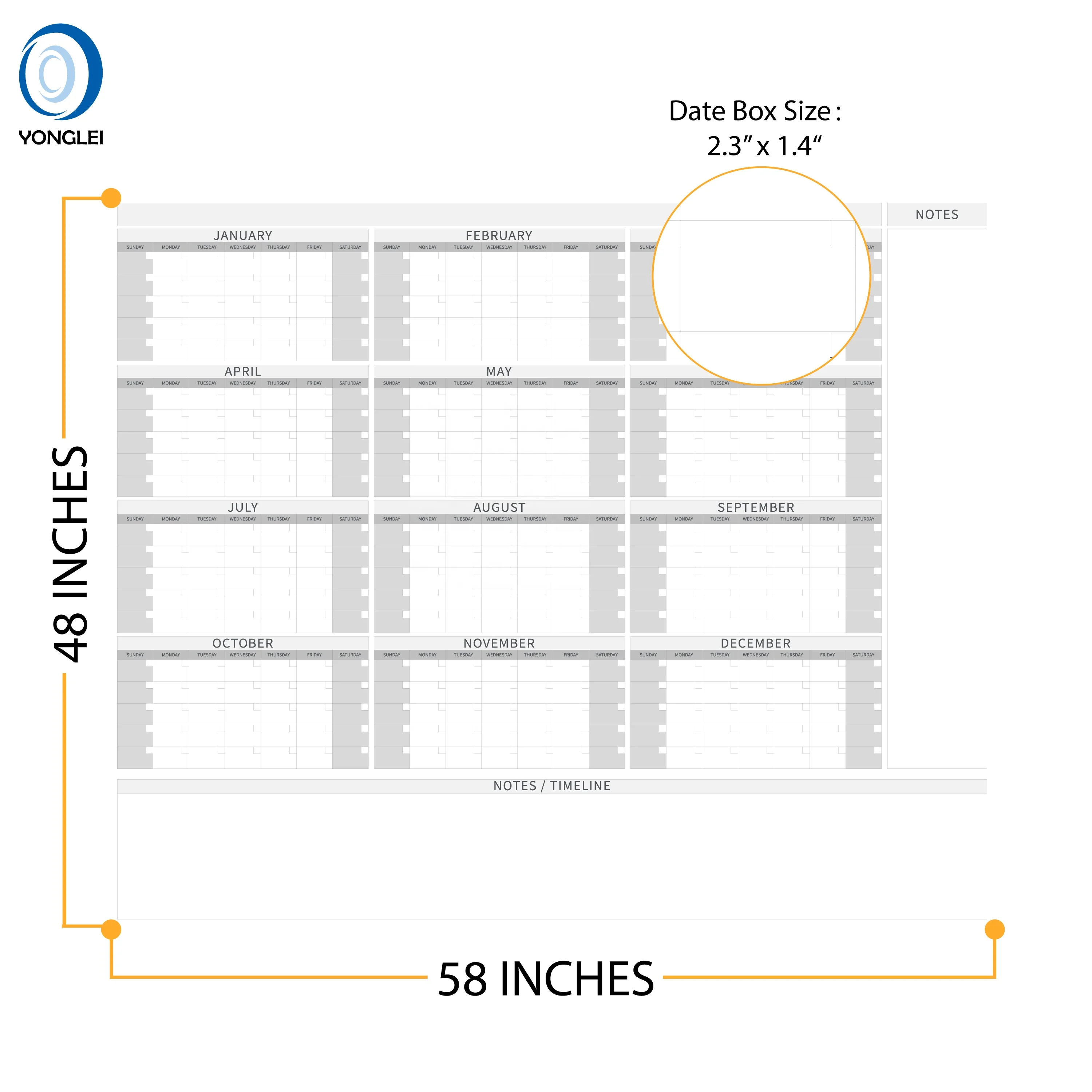 Premium wet and dry jumbo wall calendar monthly planner calendar  016-1B1