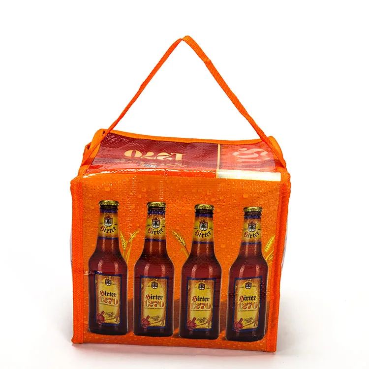 Custom flat folding frozn lunch cooler bag insulate pp non-woven 6 can cooler bag