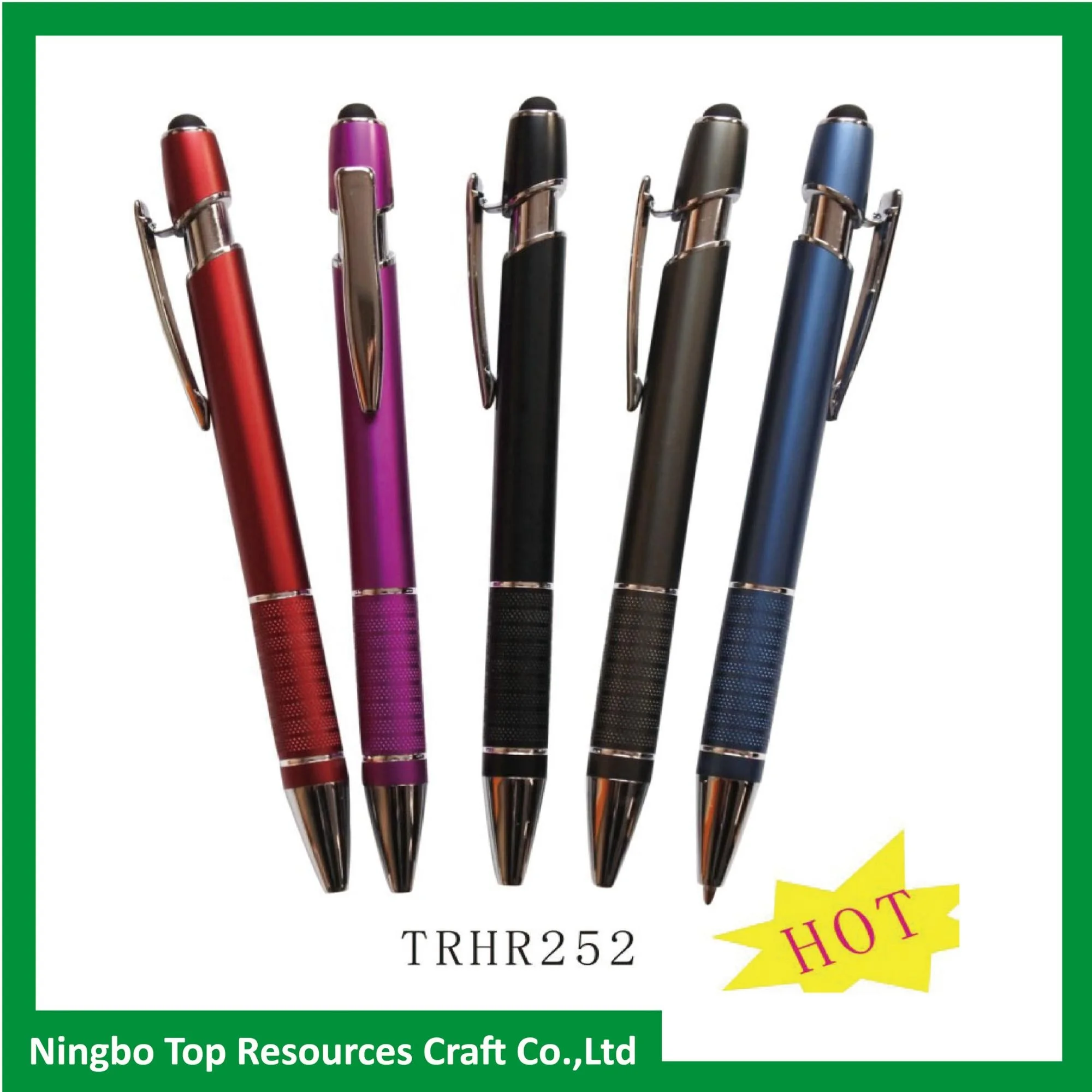 Promotion custom logo  2 in 1 Touch Stylus plastic retractable Ballpoint Pen