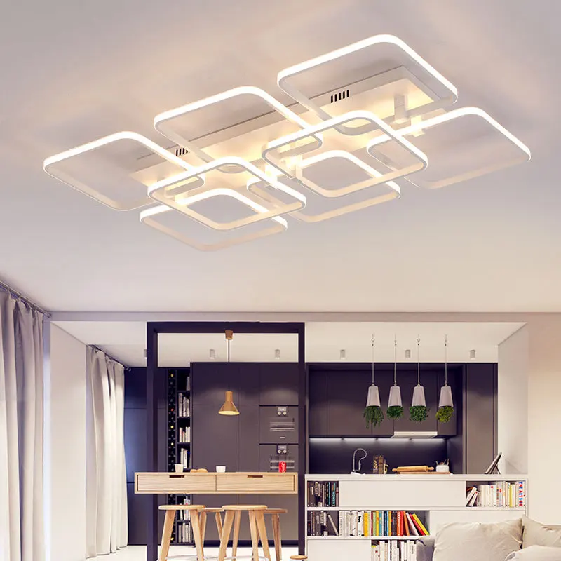 
Popular Plastic Frames Square Design Lounge Ceiling Lights With RF Dimmable remote control 