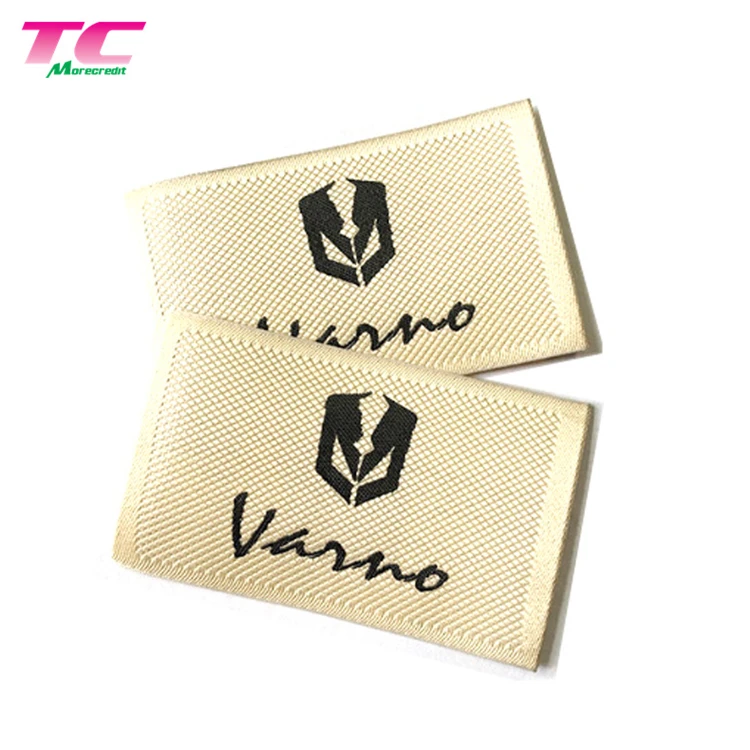 Wholesale Custom End Fold Woven Garment Label Tags HD Damask Woven Label Tag For Clothing
