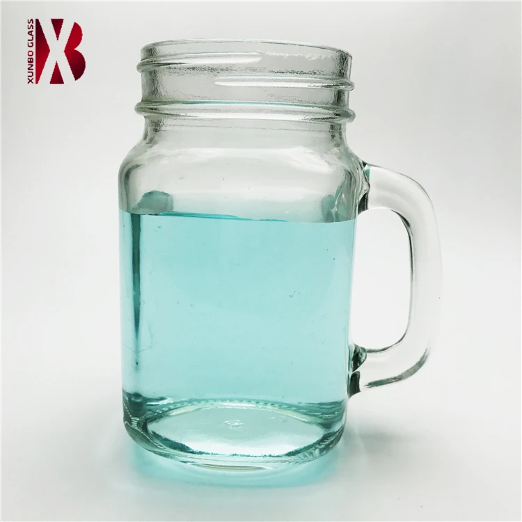 factory stock price 480 ml maison container glass mason jars with handle