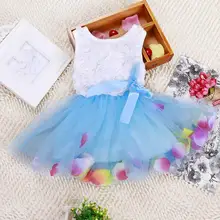 Moda Verão Colorido Mini Vestido Tutu Pétala Hem Vestido Floral Roupas Vestido Da Princesa Do Bebê