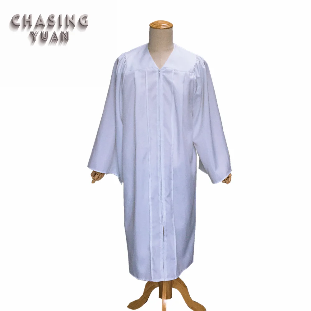Simple Matte White Adult Church V-Neck Choir Robe