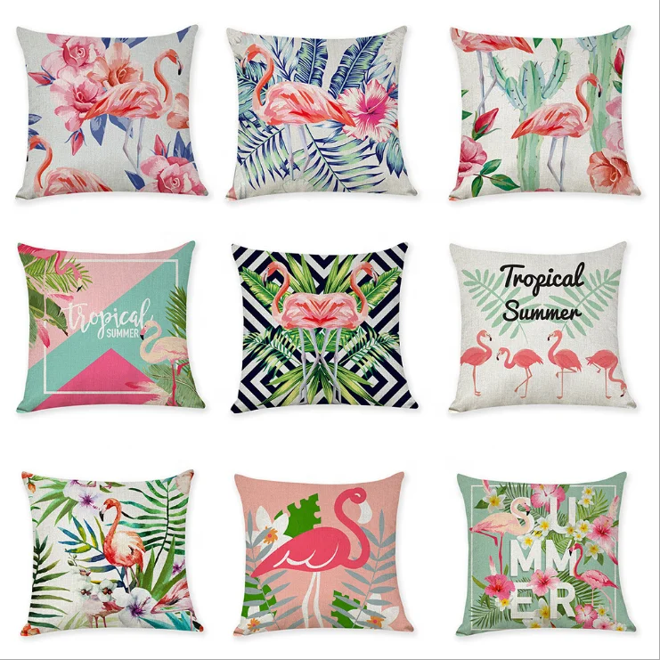
Wholesale Flamingo Pillow Cover Tropical Summer Throw Pillowslip 