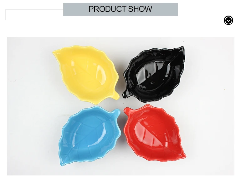 Japanese Casual Leaf Shape Ceramic Chip And Dip Bowls Set Mini Sushi Dipping Sauce Serving Bowl Dishes