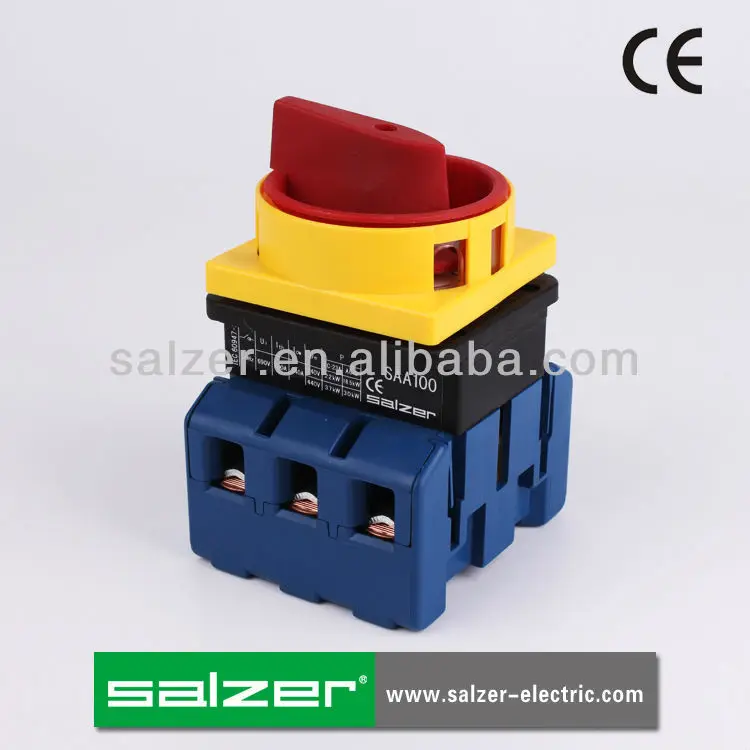 Salzer  SAA100 100 Amp Isolator Switch disconnect universal switch OFF-ON 3 pole multi padlock manual CE Approved