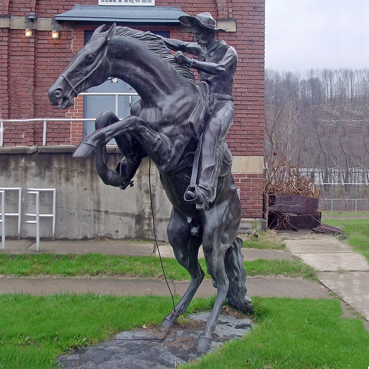 Antique cowboy statue sculpture bronze collectibles ride on horse statues for outdoor decoration