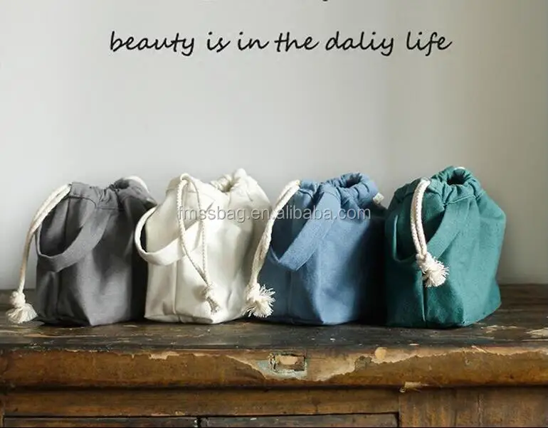 Simple design drawstring tote bag lunch box bag grocery receive bag