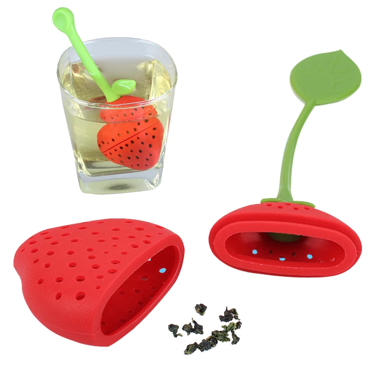 Reusable Fruit Design Silicone Tea Infuser Strainer Suitable for Use in Teapot Teacup and More (Yellow Strawberry)