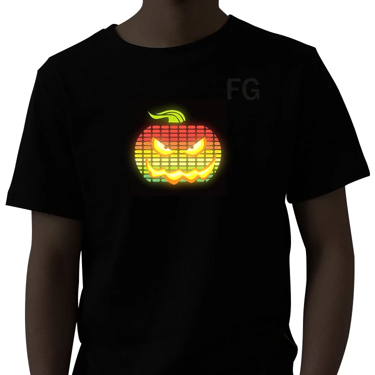 customized led t shirt various designs high quality sound activated lighting flashing led luminious shirt