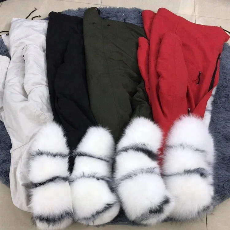 Ladies Black Mink Fur Lining Parka Coat With Fur Hood