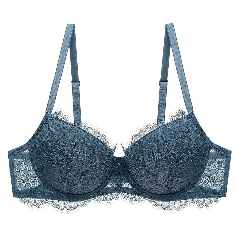 Sexy Lace Floral Embroidery Long Line Push-Up Bra women  Comfort Lightly Lined  Bra