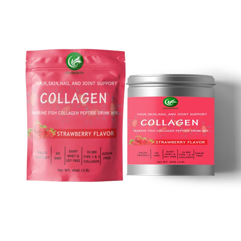
Lifeworth strawberry flavour type 2 hydrolyzed fish collagen powder 