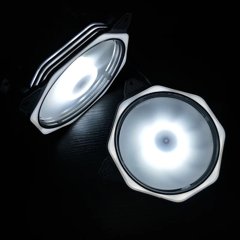 Кубик Рубика Coolmoon со светодиодной подсветкой, 2 многослойных вентилятора с внутренней и внешней подсветкой, 12 В, многоугольный светодиодный вентилятор 120 мм для корпуса компьютера