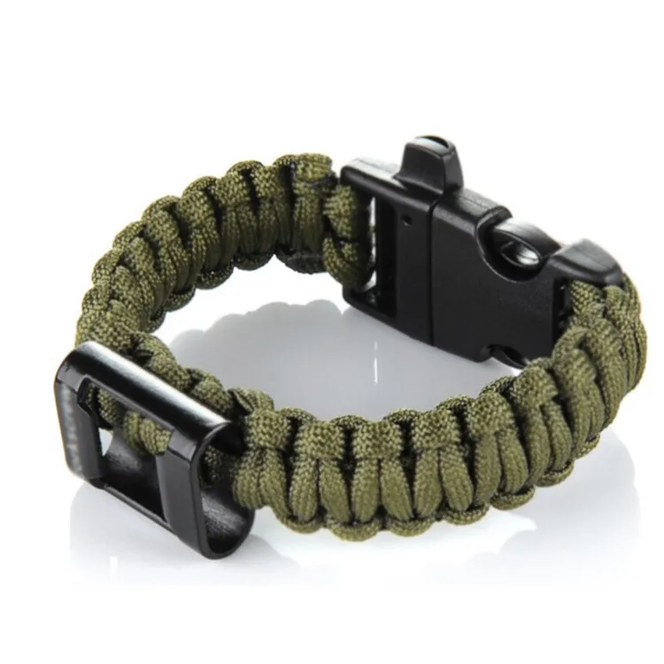 Factory Price Multifunctional  Paracord survival bracelet 5 in 1 with Flint Fire Starter Whistle Knife and Bottler Opener
