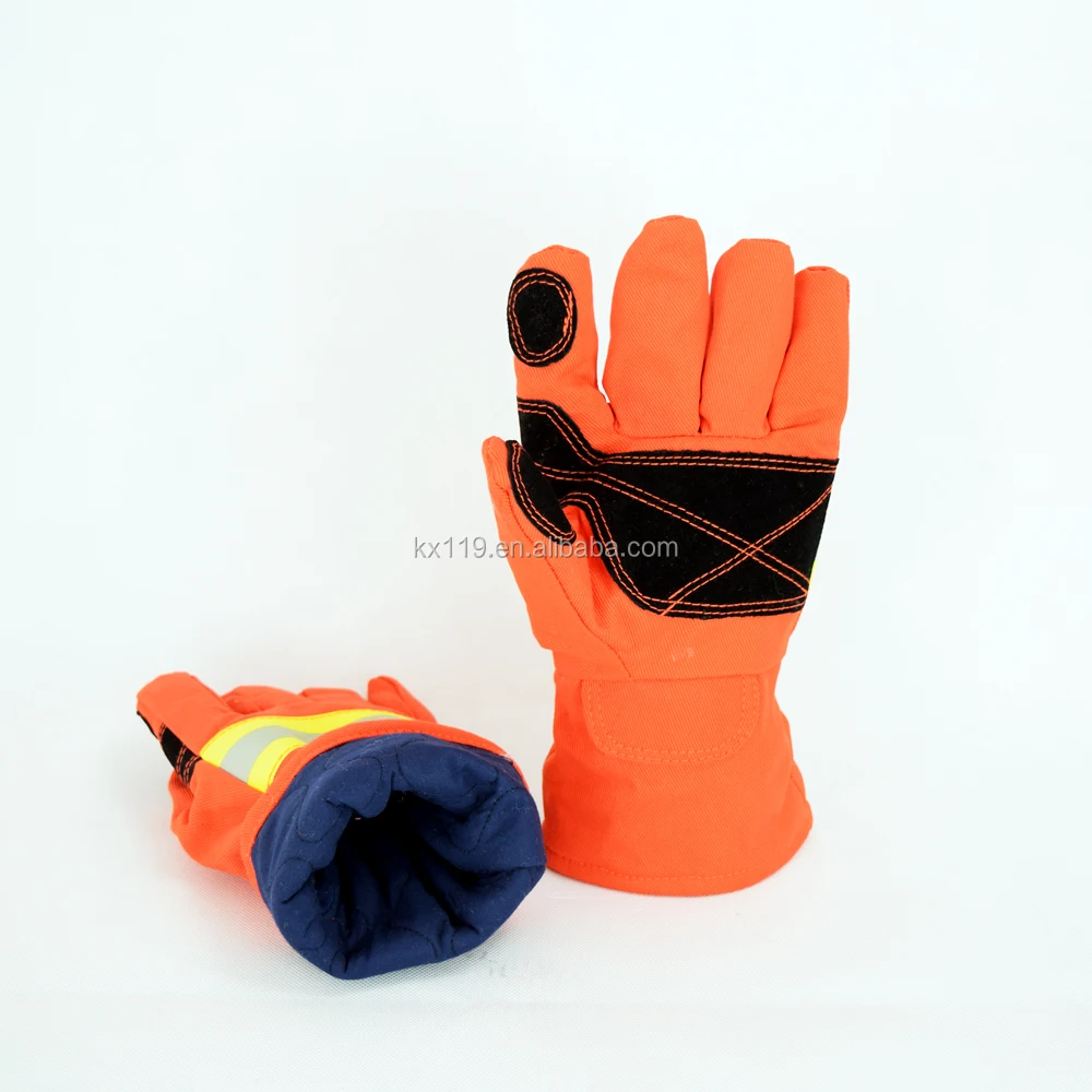 Manufacturers Direct Low Price Dark Blue Fireman Fireproof Glove for Fire Fighting