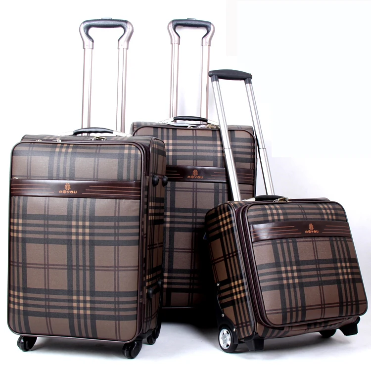 3pcs 16/20/24 inch PU leather business travel suitcase universal wheels luggage case aluminum trolley suitcase