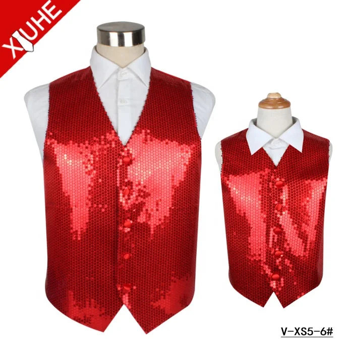 Chinese Supplier Colorful Dance Unisex Vest Party Dress Sequin Children Waistcoat for Men